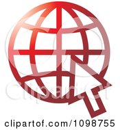 Poster, Art Print Of Red Grid Internet Globe And Computer Cursor