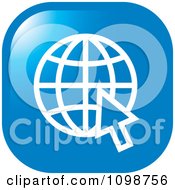 Poster, Art Print Of Blue Grid Internet Globe And Computer Cursor Icon Button