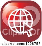 Poster, Art Print Of Red Grid Internet Globe And Computer Cursor Icon Button