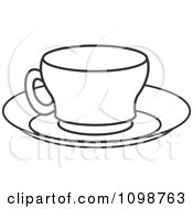 Clipart Outlined Coffee Cup And Saucer Royalty Free Vector Illustration