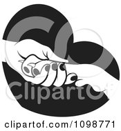 Clipart Black And White Dog Resting Its Paw In A Womans Hand Over A Heart Royalty Free Vector Illustration