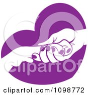 Clipart Dog Resting Its Paw In A Womans Hand Over A Purple Heart - Royalty Free Vector Illustration by Lal Perera #COLLC1098772-0106