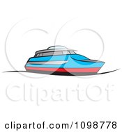 Poster, Art Print Of Blue And Red Pleasure Boat
