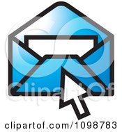 Clipart Computer Cursor Over A Blue Email Envelope Royalty Free Vector Illustration