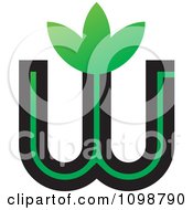 Poster, Art Print Of Green And Black Letter W With Leaves