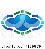 Clipart Oval Of Green And Blue People Holding Hands Royalty Free Vector Illustration