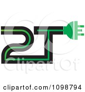 Clipart Green And Black 2T With A Plug Royalty Free Vector Illustration