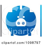 Poster, Art Print Of Blue Piggy Bank Logo With Gray And Blue Borders