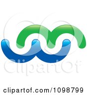 Clipart Green And Blue Waves Or Letters MW Royalty Free Vector Illustration