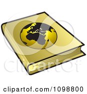Clipart Golden Geography Book With A Globe Cover Royalty Free Vector Illustration