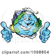 Poster, Art Print Of Happy Earth Mascot Holding Two Thumbs Up