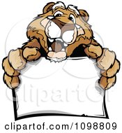 Poster, Art Print Of Friendly Couger Mascot Holding A Sign