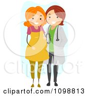Poster, Art Print Of Friendly Maternity Doctor Standing With A Red Haired Pregnant Patient