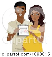 Poster, Art Print Of Happy Black Pregnant Couple Showing Their Due Date
