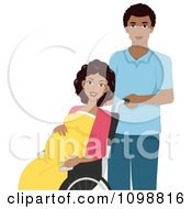 Poster, Art Print Of Black Husband Pushing A Laboring Pregnant Woman In A Wheelchair