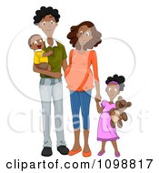 Poster, Art Print Of Happy Black Family With A Pregnant Mommy Holding Hands