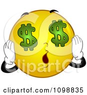 Clipart Yellow Money Crazed Smiley Emoticon Royalty Free Vector Illustration