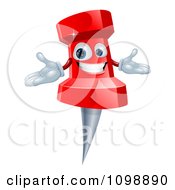 Clipart Happy Red Push Pin Mascot Royalty Free Vector Illustration by AtStockIllustration
