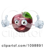 Poster, Art Print Of Happy Red Apple Mascot Holding Two Thumbs Up
