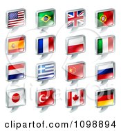 3d Chat Balloon Flag Icons With Chrome Edges