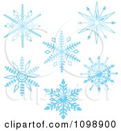 Poster, Art Print Of Blue Ornate Winter Snowflakes