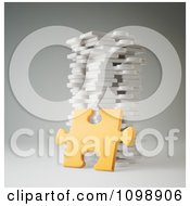 Clipart 3d Orange Jigsaw Puzzle Piece Leaning Against A Pile Royalty Free CGI Illustration