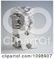 Poster, Art Print Of 3d Jigsaw Puzzle Piece Leaning Against A Pile