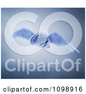 Clipart 3d Blue Winged Brain Flying Royalty Free CGI Illustration