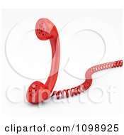 Poster, Art Print Of 3d Red Landline Telephone Receiver With A Coiled Cord
