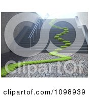 Poster, Art Print Of 3d Curvy Path Of Grass Leading Up Stairs