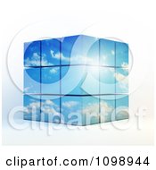 Poster, Art Print Of 3d Stacked Cubes Of Sunshine And Blue Cloudy Sky
