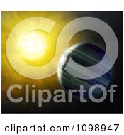 Clipart 3d Planet And Bright Sun In Space Royalty Free CGI Illustration by Mopic