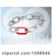 Poster, Art Print Of 3d Weak Or Strong Red Link In A Circle Of Chains