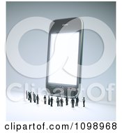 Poster, Art Print Of 3d Tiny People Pointing And Looking Up At A Giant Cell Phone
