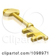 3d Gold Skeleton Key With A Reflection