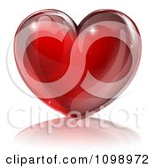 Poster, Art Print Of 3d Red Sparkly Heart And Reflection