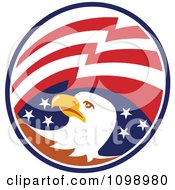 Poster, Art Print Of American Flag Circle And Bald Eagle Head