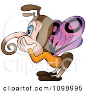 Clipart Shocked Butterfly Holding His Cheeks In Profile Royalty Free Vector Illustration