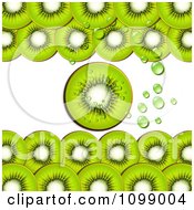 Background Of Kiwi Slices And Bubbles