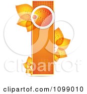 Poster, Art Print Of Background Of A Dewy Orange And Leaves On A Halftone Banner 2