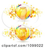 Clipart Natural Bee Honey Jar Icons With Circles Royalty Free Vector Illustration