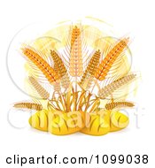 Clipart French Bread Loaves Under Whole Wheat Grains And An Orange Circle Royalty Free Vector Illustration