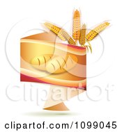 Poster, Art Print Of Orange Origami Banner With French Bread And Whole Wheat Grains