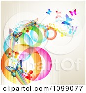 Poster, Art Print Of Background Of Butterflies With Streaks And Colorful Circles
