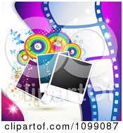 Poster, Art Print Of Background Of Instant Photos Rainbow Circles Butterflies And Film Frames