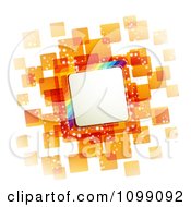 Poster, Art Print Of Background Of A Slanted Rainbow Square Frame Over Orange Tiles