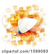 Clipart Background Of A Slanted Rainbow Triangular Frame Over Orange Tiles Royalty Free Vector Illustration