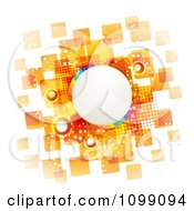 Poster, Art Print Of Background Of A Slanted Rainbow Circle Frame Over Orange Tiles