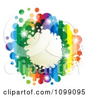 Poster, Art Print Of Background Of A Splatter Frame With Rainbow Stripes And Dots