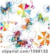 Poster, Art Print Of Seamless Butterfly And Umbrella Background Pattern